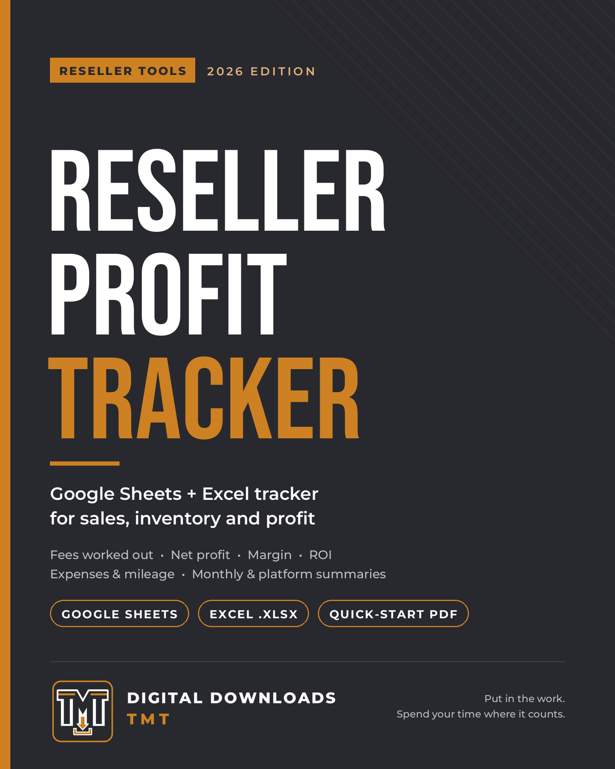 Cover of the Reseller Profit Tracker, 2026 Edition, by DigitalDownloadsTMT