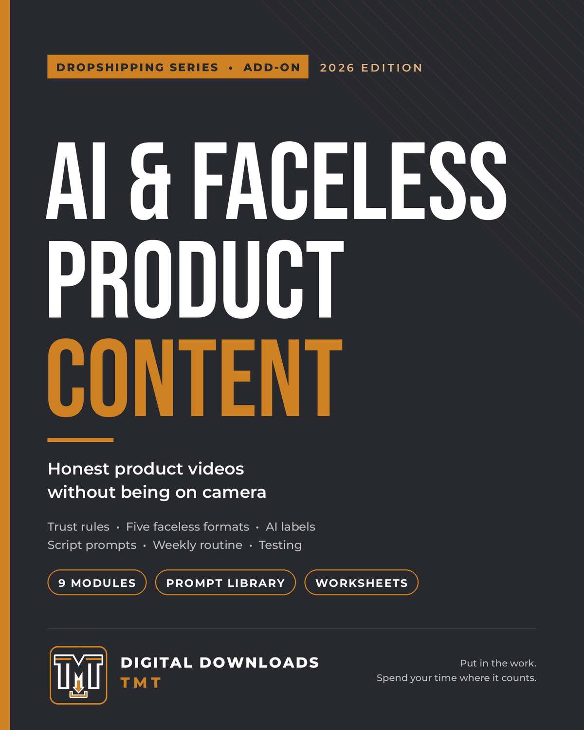 Cover of AI & Faceless Product Content, 2026 Edition, by DigitalDownloadsTMT