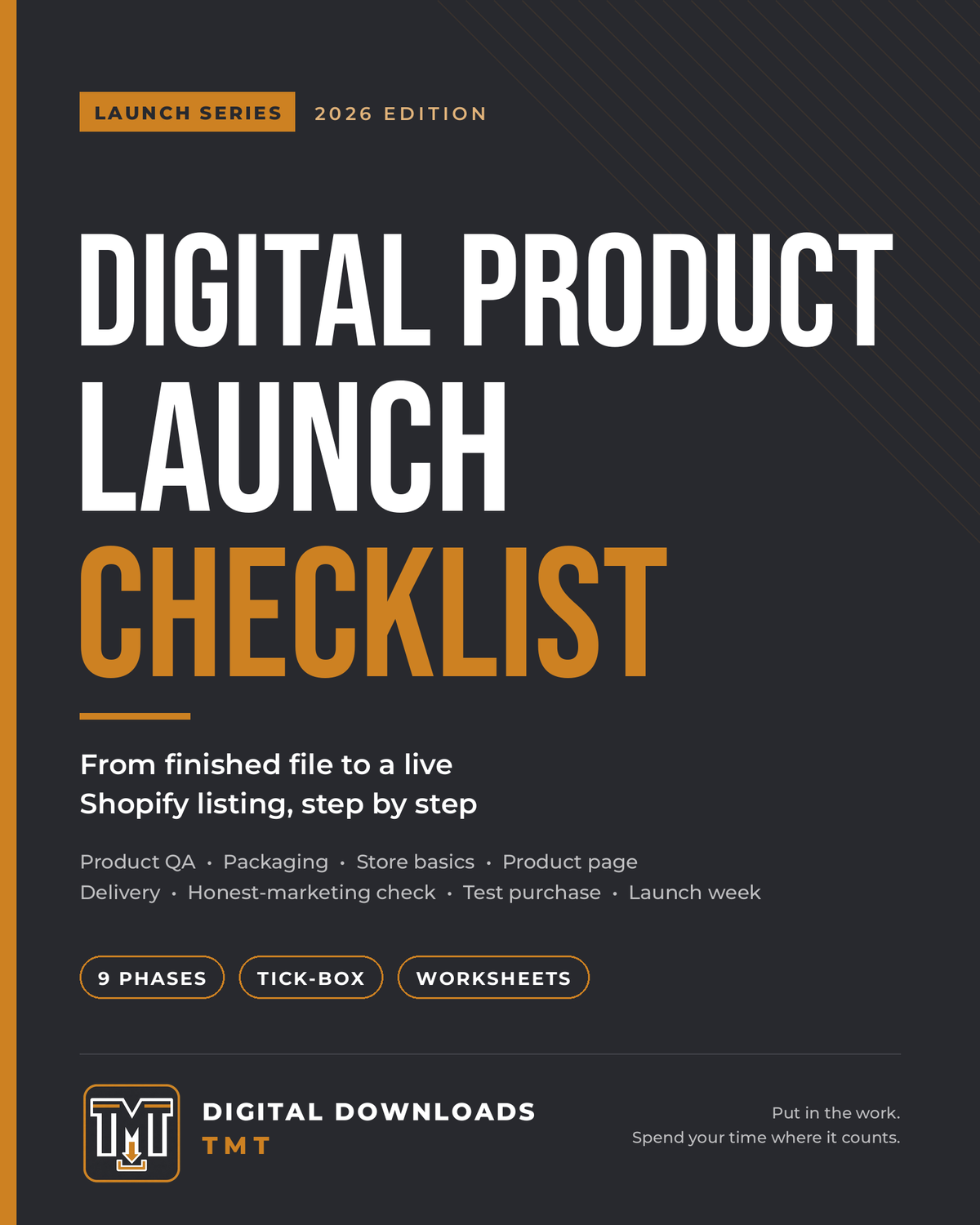 Cover of the Digital Product Launch Checklist, 2026 Edition, by DigitalDownloadsTMT
