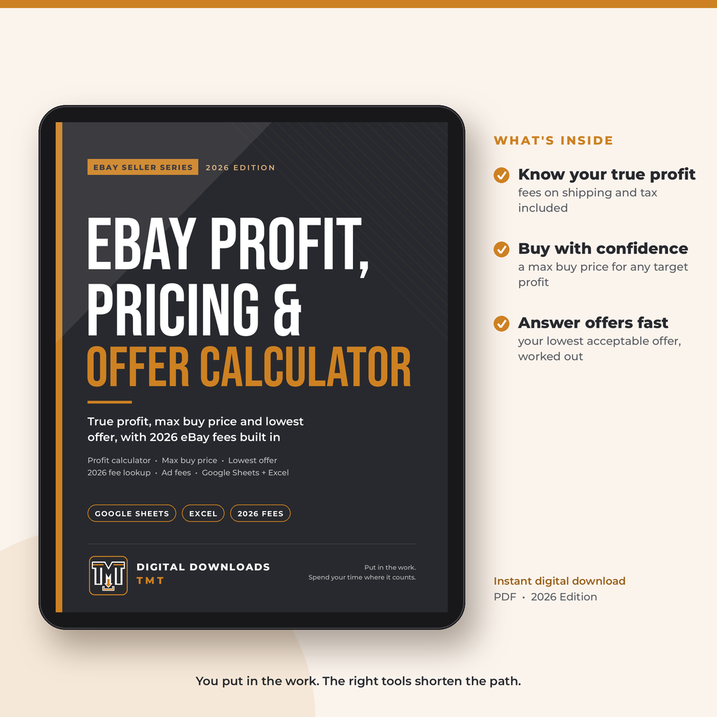 eBay Profit, Pricing & Offer Calculator: True Profit, Max Buy Price & Lowest Offer (2026 Excel Template)