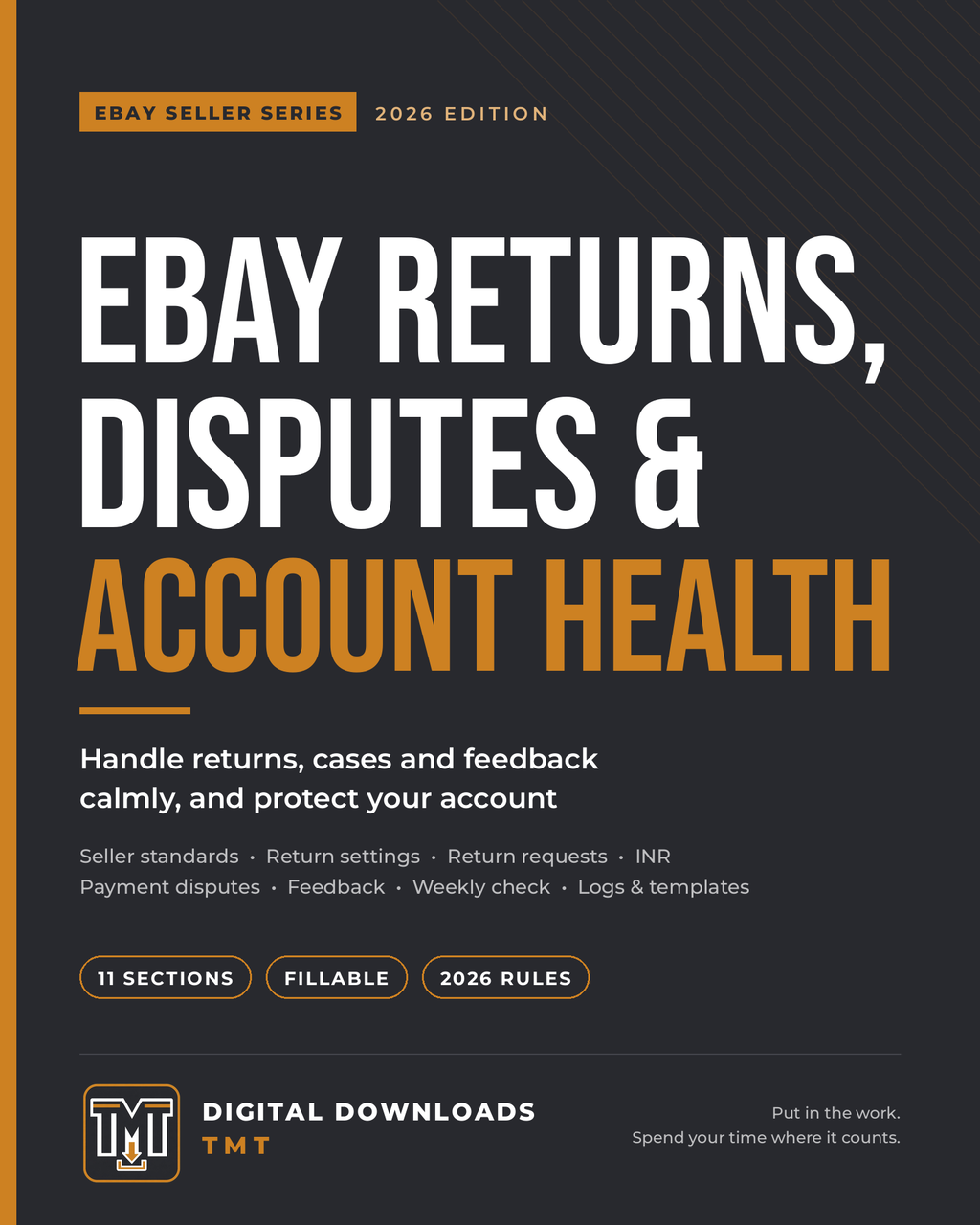 The eBay Returns, Disputes & Account Health Playbook: Handle Cases Calmly & Protect Your Seller Level (2026 Fillable PDF)