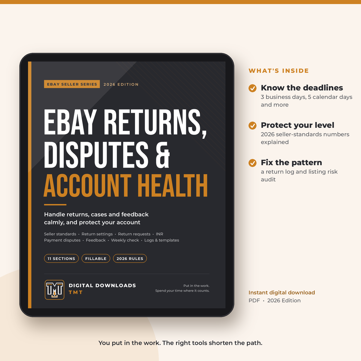 The eBay Returns, Disputes & Account Health Playbook: Handle Cases Calmly & Protect Your Seller Level (2026 Fillable PDF)