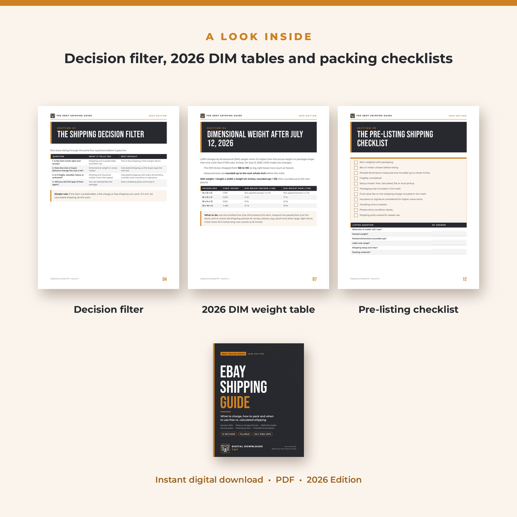 The eBay Shipping Guide: What to Charge, How to Pack & Free vs. Calculated Shipping (2026 Fillable PDF)