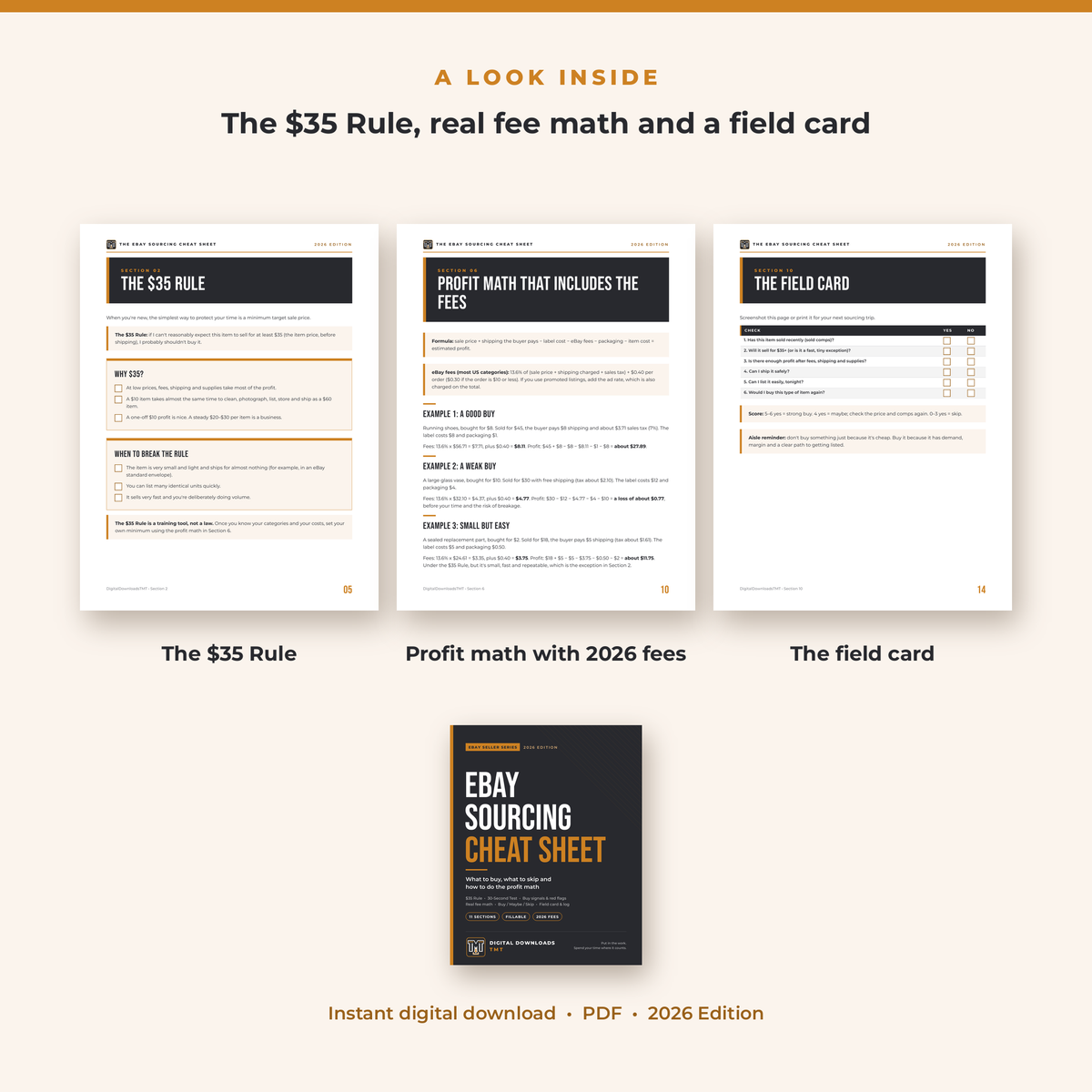 The eBay Sourcing Cheat Sheet: What to Buy, What to Skip & Real Profit Math (2026 Fillable PDF)