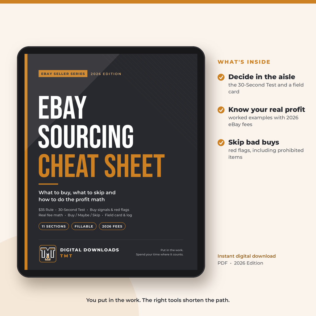 The eBay Sourcing Cheat Sheet: What to Buy, What to Skip & Real Profit Math (2026 Fillable PDF)