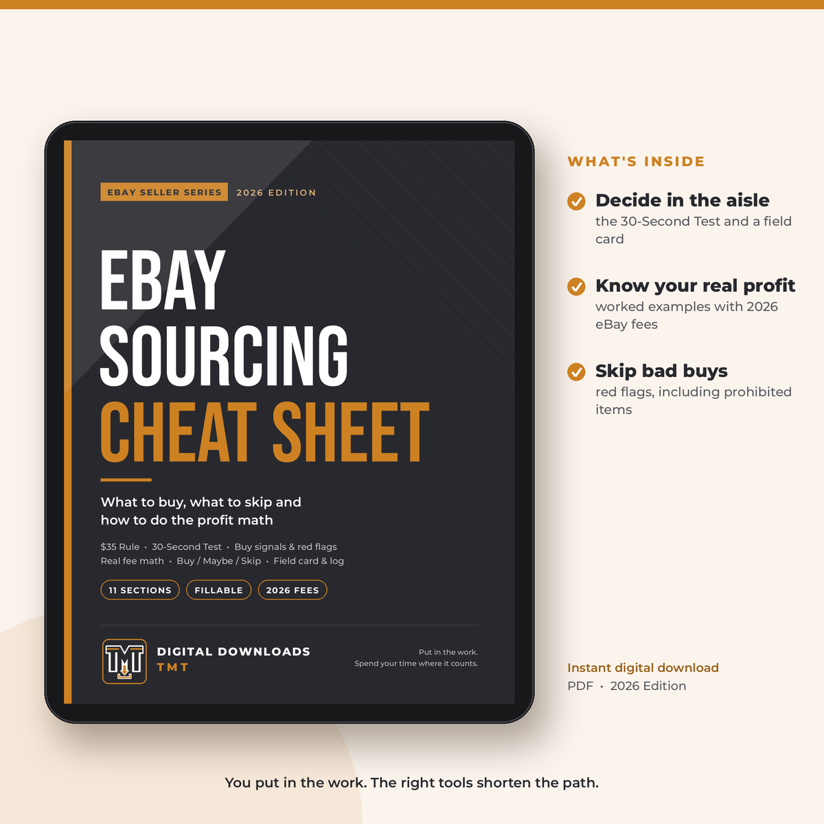 The eBay Sourcing Cheat Sheet: What to Buy, What to Skip & Real Profit Math (2026 Fillable PDF)