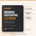 The Branded Dropshipping Playbook 2026 cover shown on a tablet, with a list of what's inside