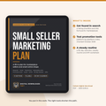 Small Seller Marketing Plan 2026 cover shown on a tablet, with a list of what's inside