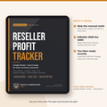 Reseller Profit Tracker 2026 cover shown on a tablet, with a list of what's inside