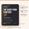 The Short-Form Content SOP 2026 cover shown on a tablet, with a list of what's inside